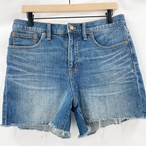 Madewell High Rise size 29 Shorts Denim Fray Hem 29 12inch Medium Blue Stretch